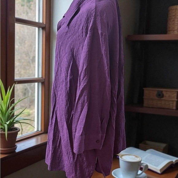 White Stag Women's Deep Purple Button-Down Blouse - Picture 2 of 4